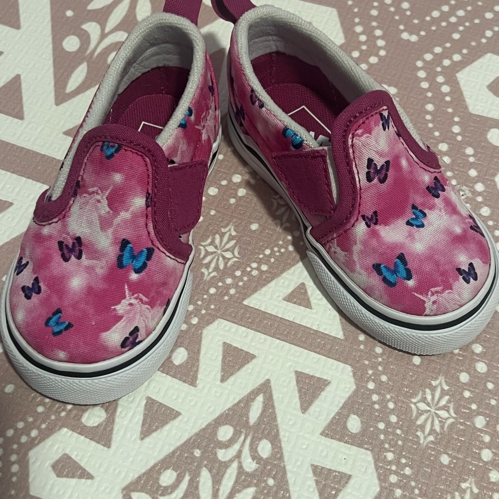 Toddler Vans Pink Butterfly Slip-On Shoes